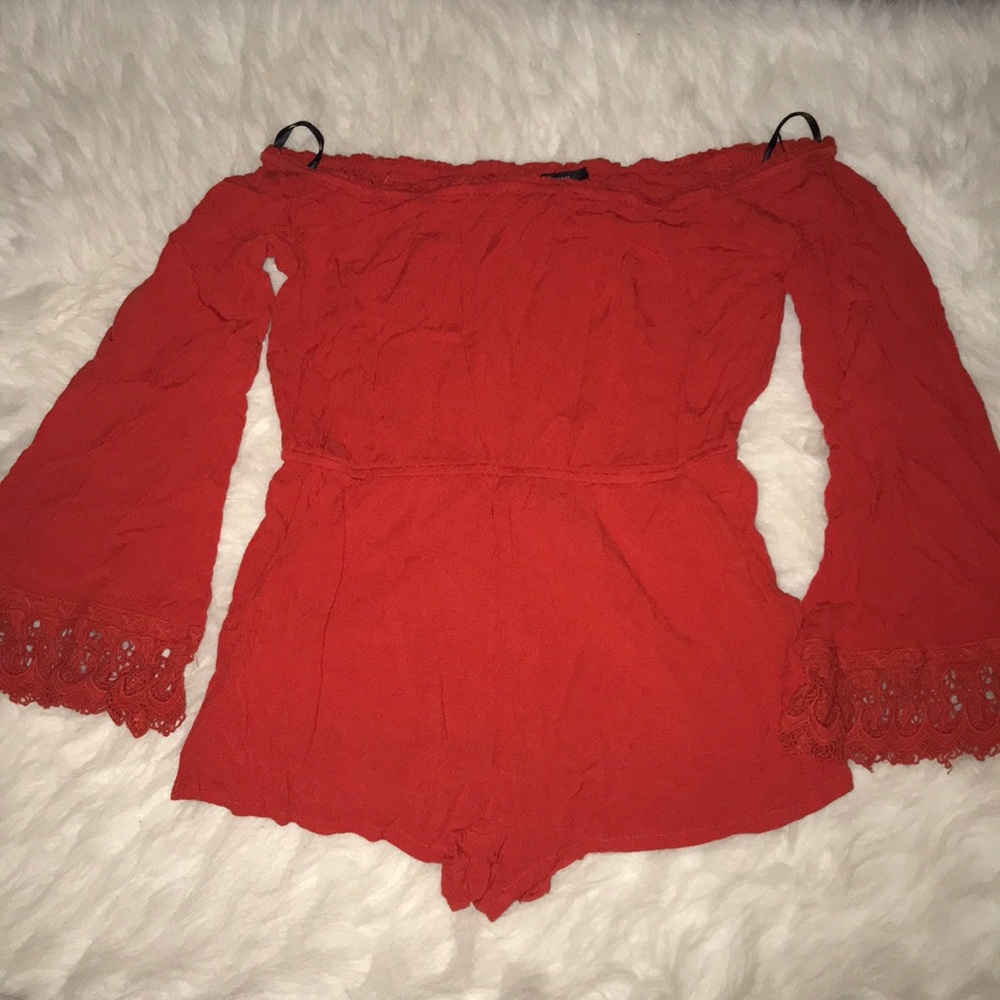 Off shoulder burnt orange Romper